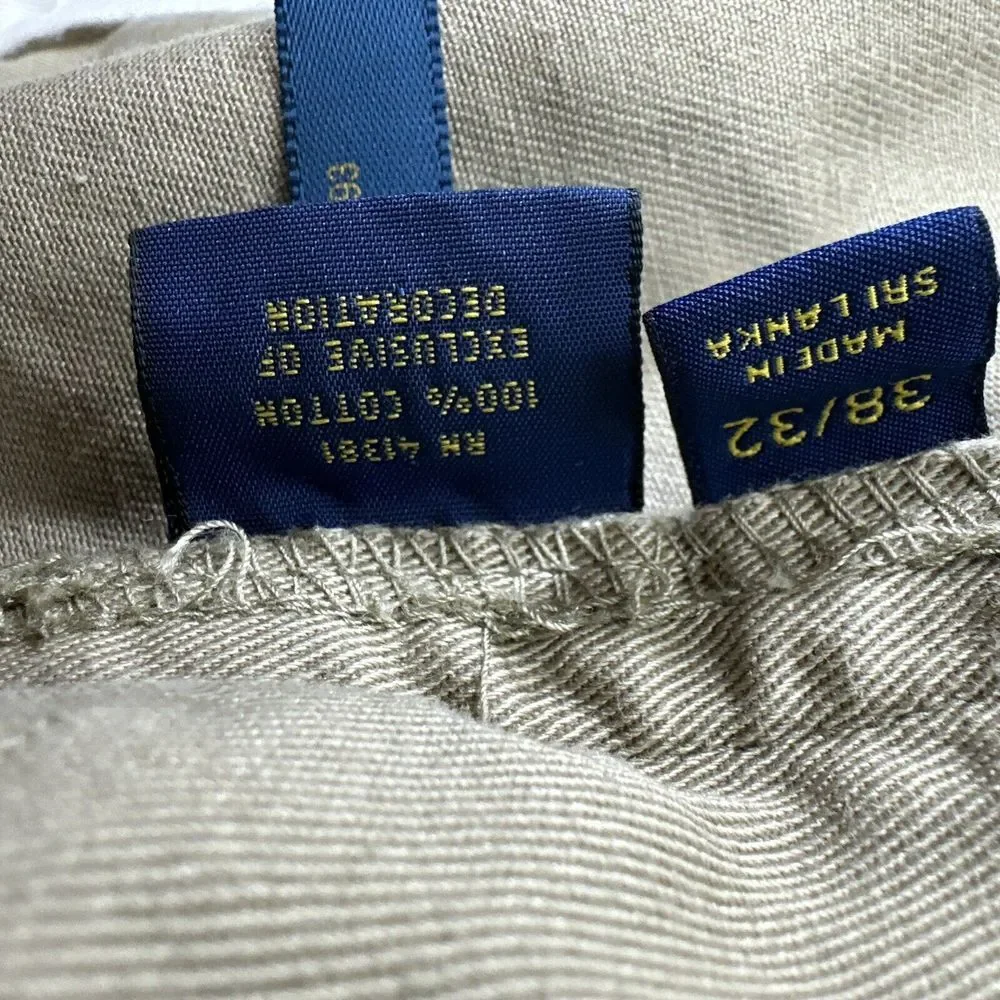 Polo Ralph Lauren Pants Men's 38x32 650 Straight Leg‎ Beige Tan Chino 5 Pocket